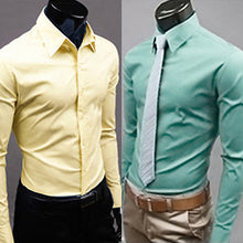 Load image into Gallery viewer, Men's Fashion Casual Solid Candy Color Long Sleeve Slim Fit Dress Shirt Top - provenclothes