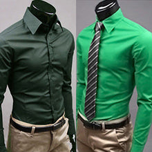 Load image into Gallery viewer, Men's Fashion Casual Solid Candy Color Long Sleeve Slim Fit Dress Shirt Top - provenclothes