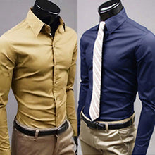 Load image into Gallery viewer, Men's Fashion Casual Solid Candy Color Long Sleeve Slim Fit Dress Shirt Top - provenclothes