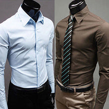 Load image into Gallery viewer, Men's Fashion Casual Solid Candy Color Long Sleeve Slim Fit Dress Shirt Top - provenclothes