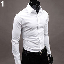 Load image into Gallery viewer, Men's Fashion Casual Solid Candy Color Long Sleeve Slim Fit Dress Shirt Top - provenclothes