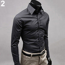 Load image into Gallery viewer, Men's Fashion Casual Solid Candy Color Long Sleeve Slim Fit Dress Shirt Top - provenclothes