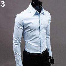 Load image into Gallery viewer, Men's Fashion Casual Solid Candy Color Long Sleeve Slim Fit Dress Shirt Top - provenclothes