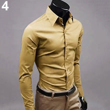 Load image into Gallery viewer, Men's Fashion Casual Solid Candy Color Long Sleeve Slim Fit Dress Shirt Top - provenclothes
