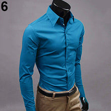 Load image into Gallery viewer, Men's Fashion Casual Solid Candy Color Long Sleeve Slim Fit Dress Shirt Top - provenclothes