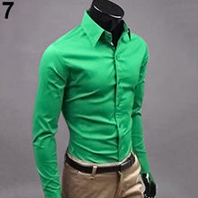Load image into Gallery viewer, Men's Fashion Casual Solid Candy Color Long Sleeve Slim Fit Dress Shirt Top - provenclothes