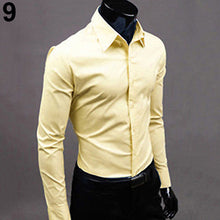 Load image into Gallery viewer, Men's Fashion Casual Solid Candy Color Long Sleeve Slim Fit Dress Shirt Top - provenclothes
