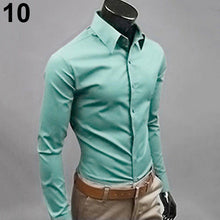 Load image into Gallery viewer, Men's Fashion Casual Solid Candy Color Long Sleeve Slim Fit Dress Shirt Top - provenclothes
