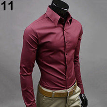 Load image into Gallery viewer, Men's Fashion Casual Solid Candy Color Long Sleeve Slim Fit Dress Shirt Top - provenclothes