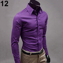 Load image into Gallery viewer, Men's Fashion Casual Solid Candy Color Long Sleeve Slim Fit Dress Shirt Top - provenclothes