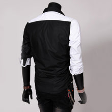 Load image into Gallery viewer, Men Fashion Sexy Slim Fit Color Splicing Shirt Turn-down Collar Long Sleeve Top - provenclothes