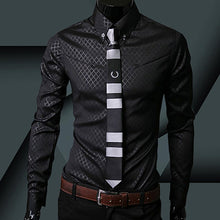 Load image into Gallery viewer, Fashion Men Argyle Luxury Business Style Slim Fit Long Sleeve Casual Dress Shirt - provenclothes