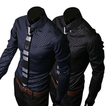 Load image into Gallery viewer, Fashion Men Argyle Luxury Business Style Slim Fit Long Sleeve Casual Dress Shirt - provenclothes