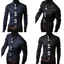 Load image into Gallery viewer, Fashion Men Argyle Luxury Business Style Slim Fit Long Sleeve Casual Dress Shirt - provenclothes