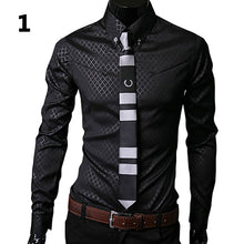 Load image into Gallery viewer, Fashion Men Argyle Luxury Business Style Slim Fit Long Sleeve Casual Dress Shirt - provenclothes