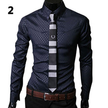 Load image into Gallery viewer, Fashion Men Argyle Luxury Business Style Slim Fit Long Sleeve Casual Dress Shirt - provenclothes