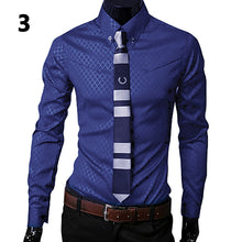 Load image into Gallery viewer, Fashion Men Argyle Luxury Business Style Slim Fit Long Sleeve Casual Dress Shirt - provenclothes