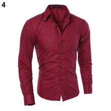 Load image into Gallery viewer, Fashion Men Argyle Luxury Business Style Slim Fit Long Sleeve Casual Dress Shirt - provenclothes