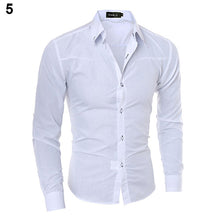 Load image into Gallery viewer, Fashion Men Argyle Luxury Business Style Slim Fit Long Sleeve Casual Dress Shirt - provenclothes