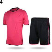 Load image into Gallery viewer, Men's Short Sleeve Jersey Shirt + Shorts Outdoor Football Soccer Sportswear Suit - provenclothes
