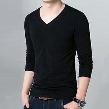 Load image into Gallery viewer, Men Fashion Long Sleeve V-neck T-shirt Autumn Concise Sexy Slim Fit Tee Shirt Top - provenclothes