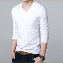 Load image into Gallery viewer, Men Fashion Long Sleeve V-neck T-shirt Autumn Concise Sexy Slim Fit Tee Shirt Top - provenclothes