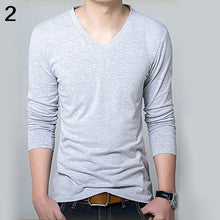Load image into Gallery viewer, Men Fashion Long Sleeve V-neck T-shirt Autumn Concise Sexy Slim Fit Tee Shirt Top - provenclothes
