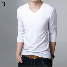 Load image into Gallery viewer, Men Fashion Long Sleeve V-neck T-shirt Autumn Concise Sexy Slim Fit Tee Shirt Top - provenclothes