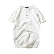 Load image into Gallery viewer, Summer Men Fashion Short Sleeve V-neck Breathable T-shirt Plus Size Linen Top - provenclothes