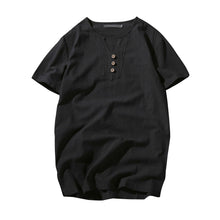 Load image into Gallery viewer, Summer Men Fashion Short Sleeve V-neck Breathable T-shirt Plus Size Linen Top - provenclothes