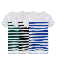 Load image into Gallery viewer, Men Summer Short Sleeve Striped Tee Casual Round Neck T-shirt All-Match Top - provenclothes