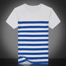 Load image into Gallery viewer, Men Summer Short Sleeve Striped Tee Casual Round Neck T-shirt All-Match Top - provenclothes