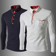 Load image into Gallery viewer, Men England Trendy Wave Point Self-Cultivation Long Sleeved Tide Shirt Top - provenclothes