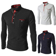 Load image into Gallery viewer, Men England Trendy Wave Point Self-Cultivation Long Sleeved Tide Shirt Top - provenclothes