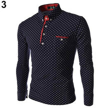 Load image into Gallery viewer, Men England Trendy Wave Point Self-Cultivation Long Sleeved Tide Shirt Top - provenclothes