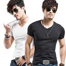 Load image into Gallery viewer, Men's Fashion High Elastic Tight T-shirt V-neck Shirt Sexy Short Sleeve Sport Tops - provenclothes