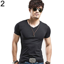 Load image into Gallery viewer, Men's Fashion High Elastic Tight T-shirt V-neck Shirt Sexy Short Sleeve Sport Tops - provenclothes