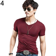 Load image into Gallery viewer, Men's Fashion High Elastic Tight T-shirt V-neck Shirt Sexy Short Sleeve Sport Tops - provenclothes