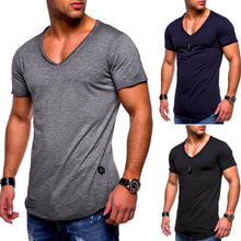 Load image into Gallery viewer, Casual Men V-Neck Short Sleeve Summer Solid Color Cotton T-shirt Basic Top Tee - provenclothes
