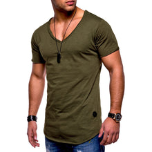 Load image into Gallery viewer, Casual Men V-Neck Short Sleeve Summer Solid Color Cotton T-shirt Basic Top Tee - provenclothes