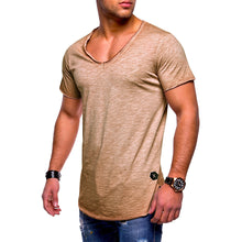 Load image into Gallery viewer, Casual Men V-Neck Short Sleeve Summer Solid Color Cotton T-shirt Basic Top Tee - provenclothes