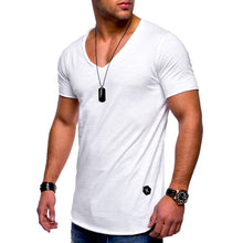 Load image into Gallery viewer, Casual Men V-Neck Short Sleeve Summer Solid Color Cotton T-shirt Basic Top Tee - provenclothes