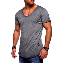 Load image into Gallery viewer, Casual Men V-Neck Short Sleeve Summer Solid Color Cotton T-shirt Basic Top Tee - provenclothes