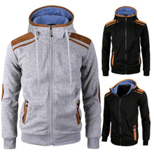 Load image into Gallery viewer, Casual Men Long Sleeve Jacket Coat Faux Deerskin Patchwork Hooded Sweatshirt - provenclothes