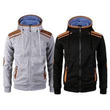 Load image into Gallery viewer, Casual Men Long Sleeve Jacket Coat Faux Deerskin Patchwork Hooded Sweatshirt - provenclothes