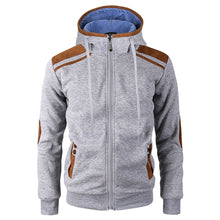 Load image into Gallery viewer, Casual Men Long Sleeve Jacket Coat Faux Deerskin Patchwork Hooded Sweatshirt - provenclothes