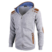Load image into Gallery viewer, Casual Men Long Sleeve Jacket Coat Faux Deerskin Patchwork Hooded Sweatshirt - provenclothes