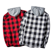 Load image into Gallery viewer, Casual Men Plaid Print Long Sleeve Hooded Shirt Sports Drawstring Hoodies Coat - provenclothes