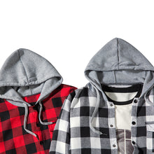 Load image into Gallery viewer, Casual Men Plaid Print Long Sleeve Hooded Shirt Sports Drawstring Hoodies Coat - provenclothes