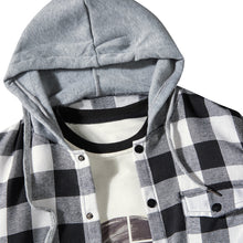 Load image into Gallery viewer, Casual Men Plaid Print Long Sleeve Hooded Shirt Sports Drawstring Hoodies Coat - provenclothes